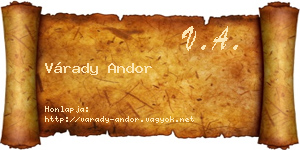 Várady Andor névjegykártya